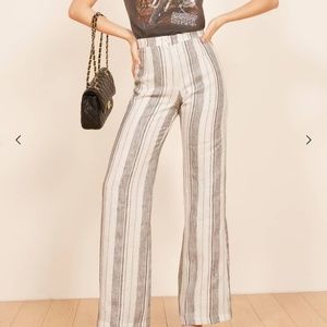 High rise, wide leg striped pants